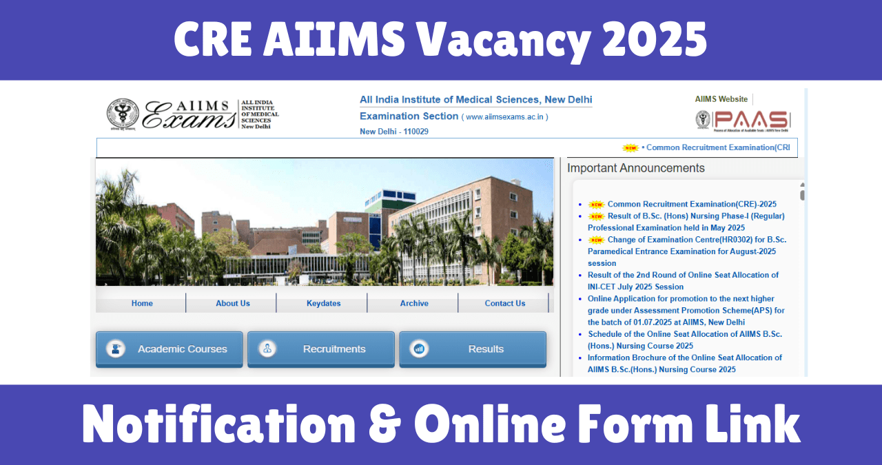 CRE AIIMS Vacancy 2025
